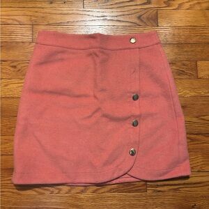 LOFT Coral Mini Skirt with Button Detail